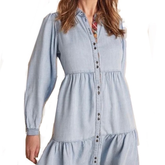 Matilda Jane Chambray Walk the Line Tiered-Ruffle Shirt Dress - Picture 3 of 12